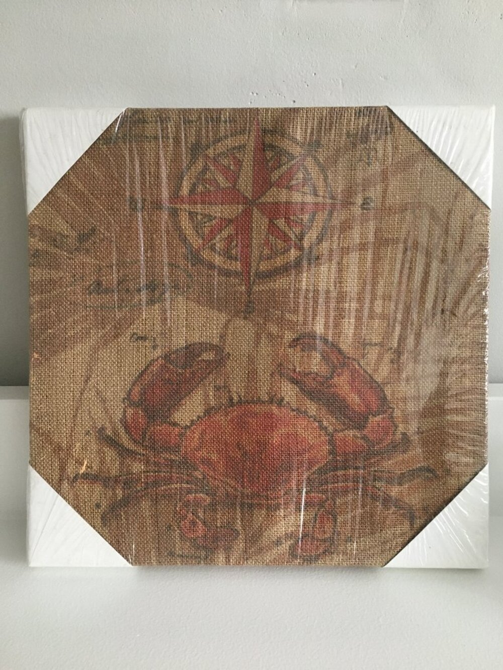 NWOT Nautical Canvas Crab Beach House Decor – Brand New in Original Packaging